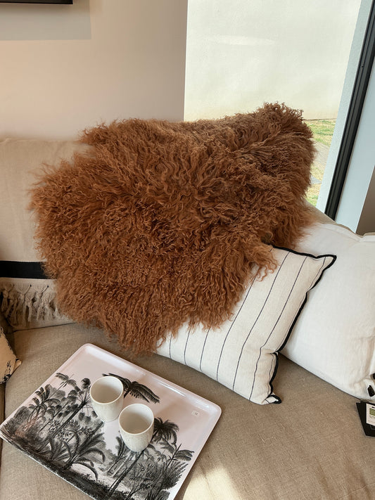 Peau de mouton tibétain cognac