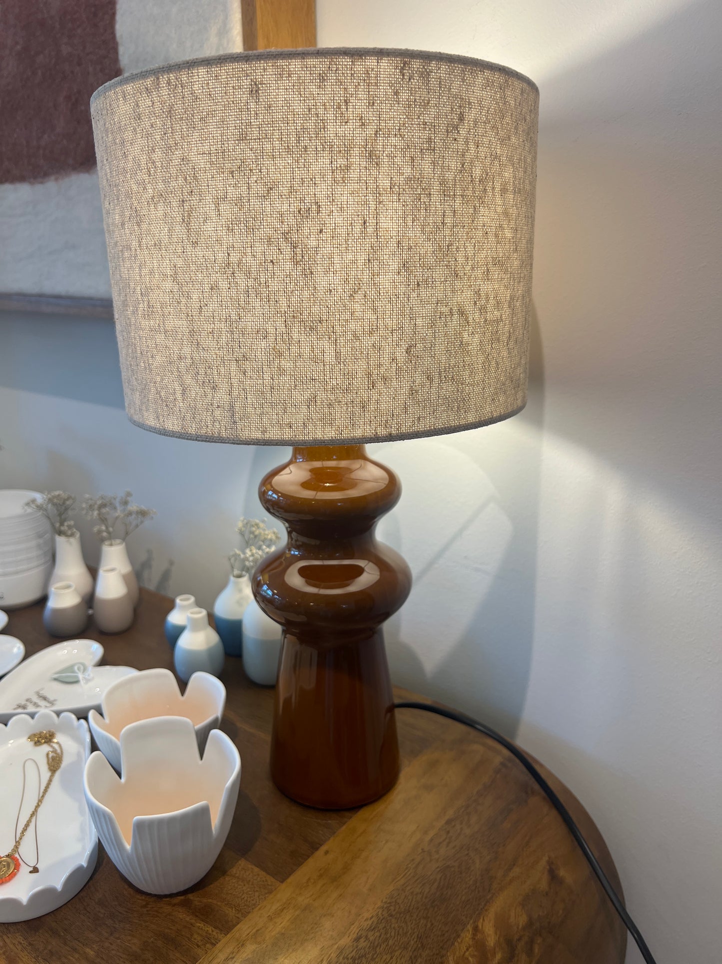 Lampe opale brun/ ecru