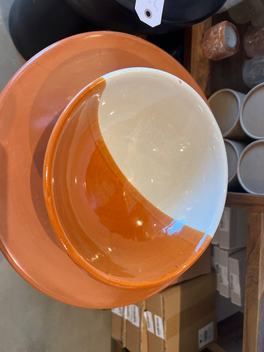 Grand Saladier bicolore blanc/rouille