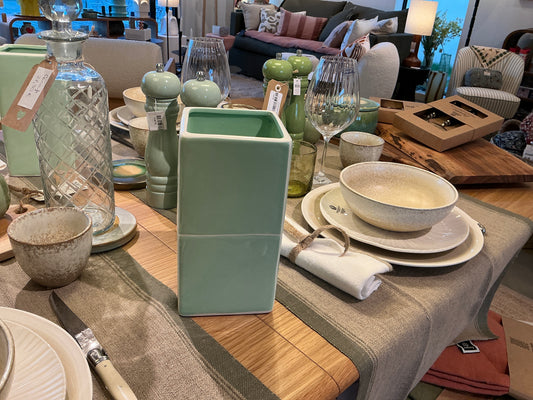 Vase double vert et blanc