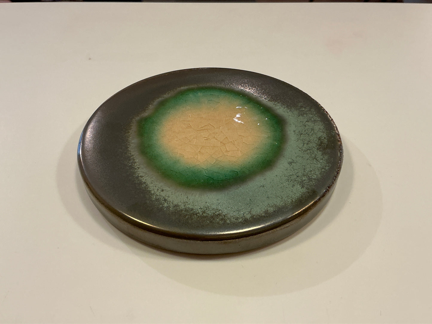 Dessous de verre shiso gris vert diamètre 11x1,5 cm