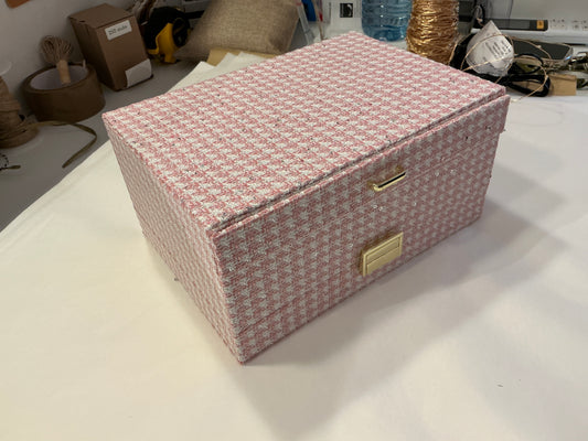 Boîte à bijoux Denise Pied-de-poule Rose