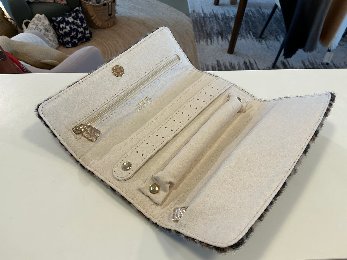 Pochette à bijoux Catherine velours léopard