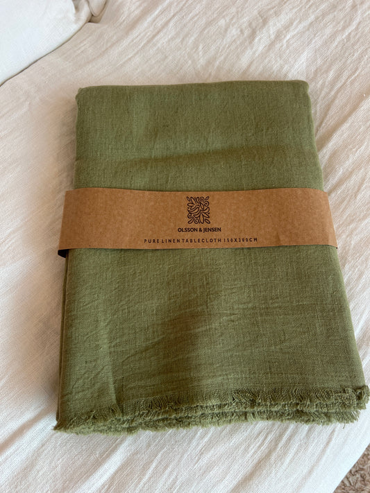 Grande nappe en lin vert
