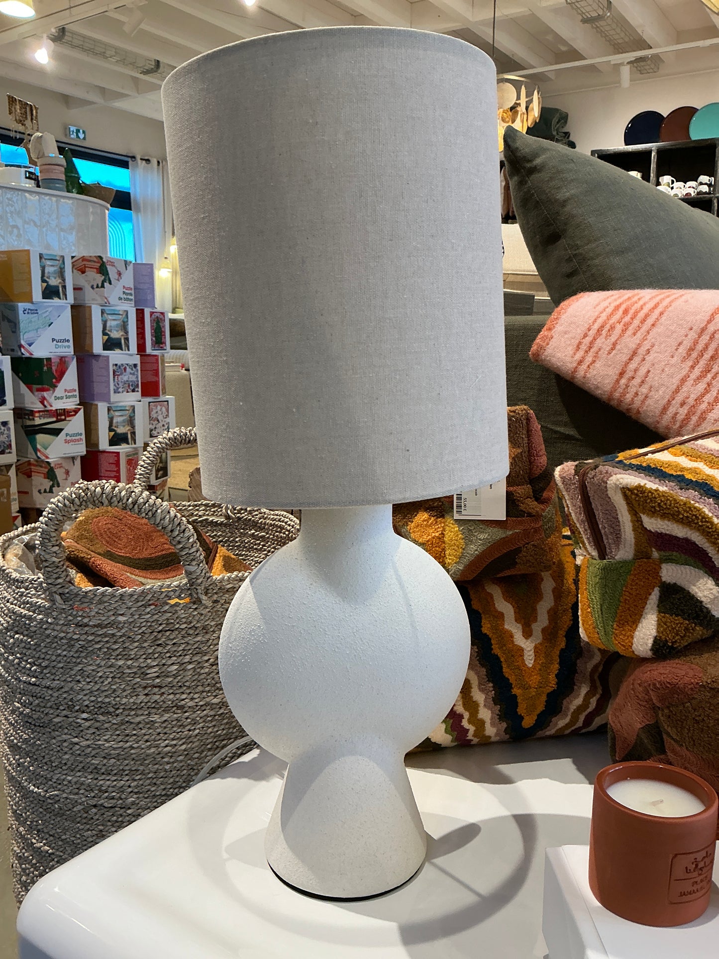 Lampe de table grès nature