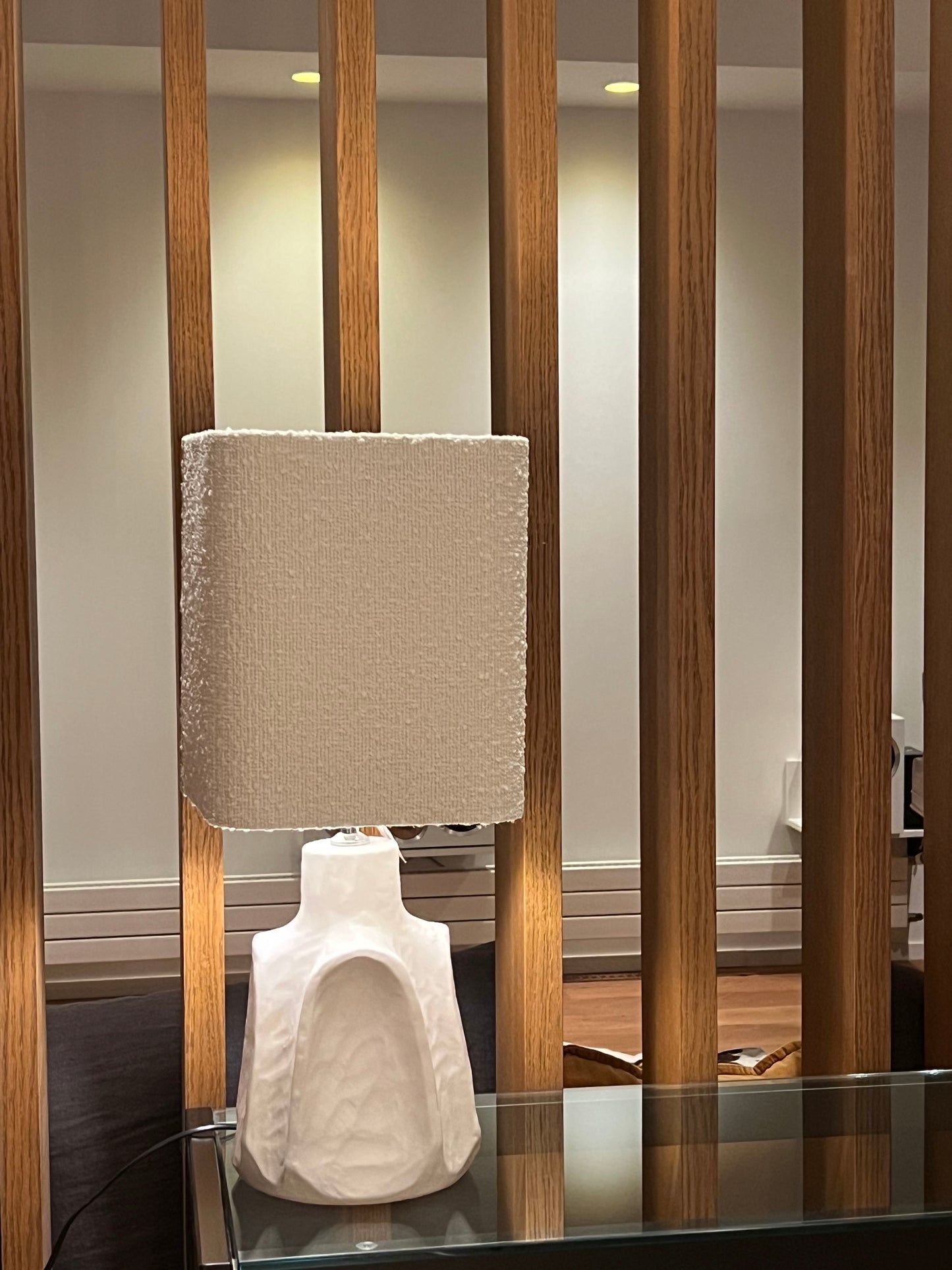 LAMPE CÉRAMIQUE BLANCHE 70'S ESPRIT SARDE