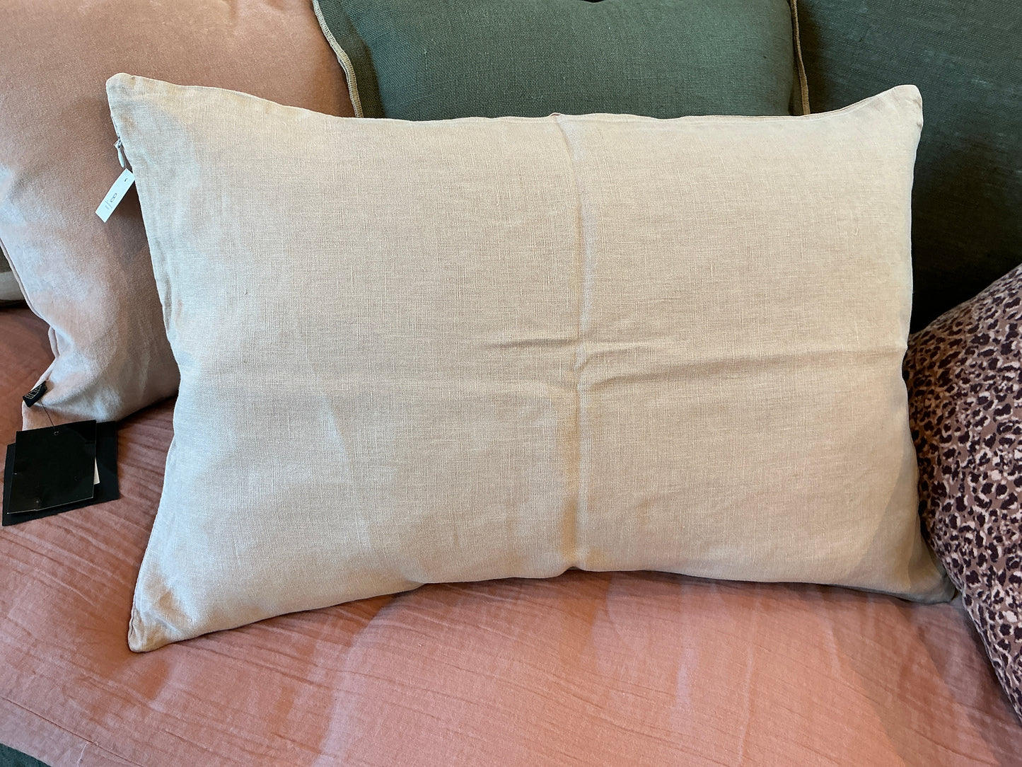 Coussin lin rose poudré