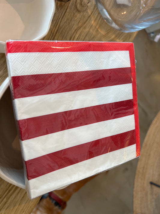 SERVIETTE EN PAPIER RAYURE ROUGE