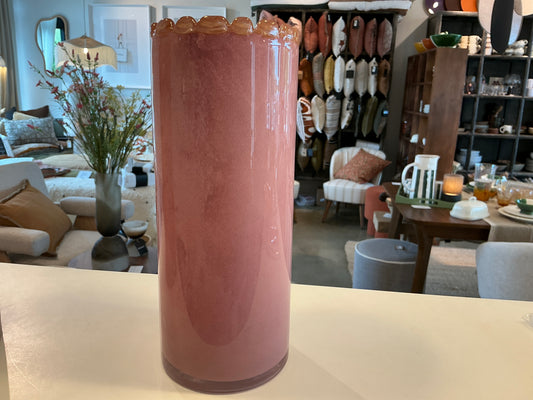 Vase verre soufflé OPALINE BORD PERLE MOKA