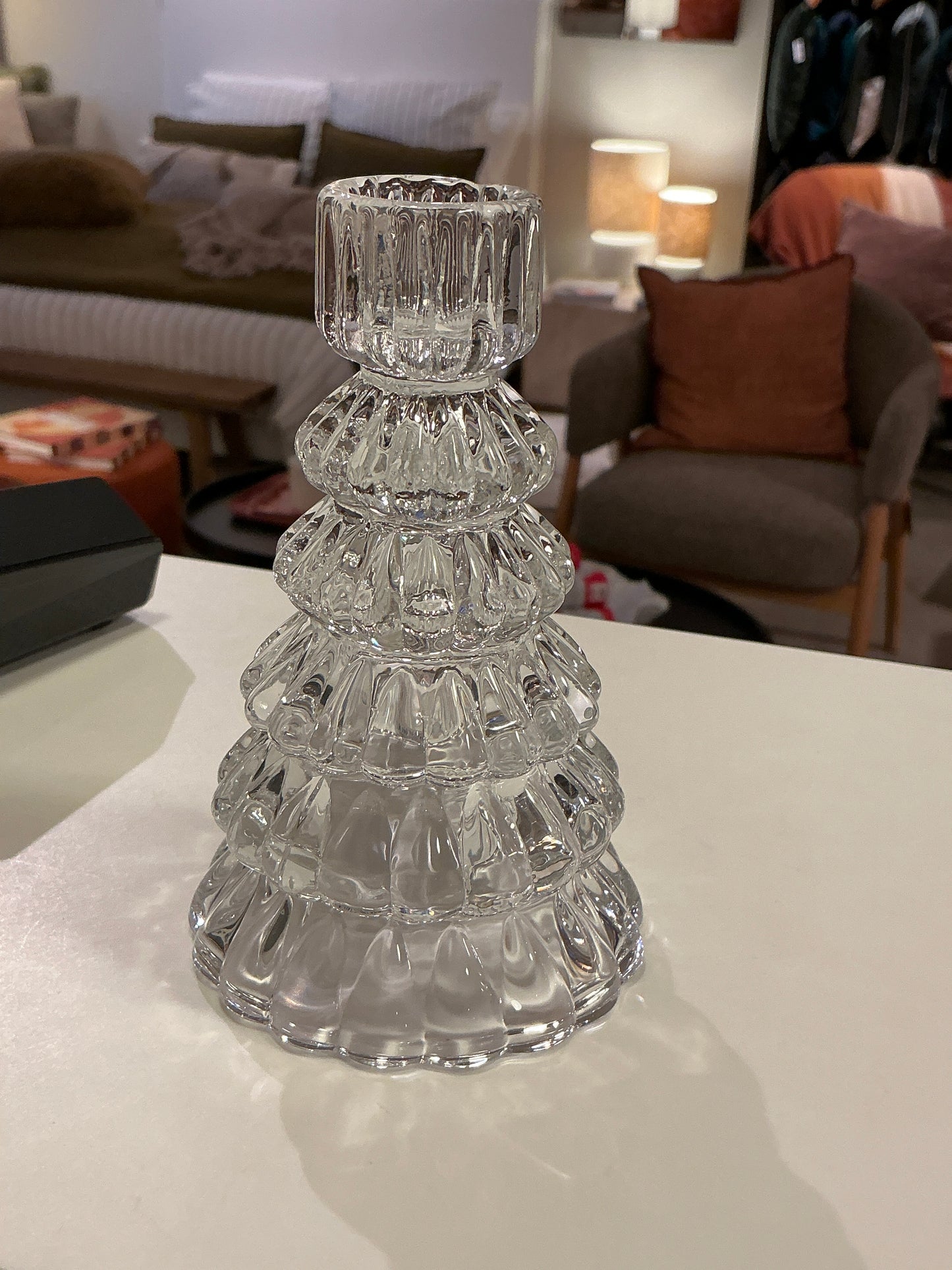 Bougeoir en verre forme sapin