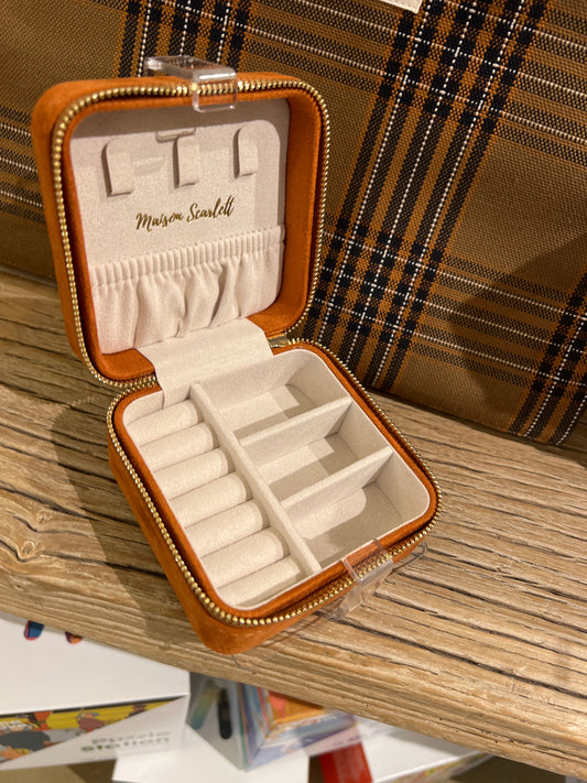 Boite à bijoux Corinne velours Camel