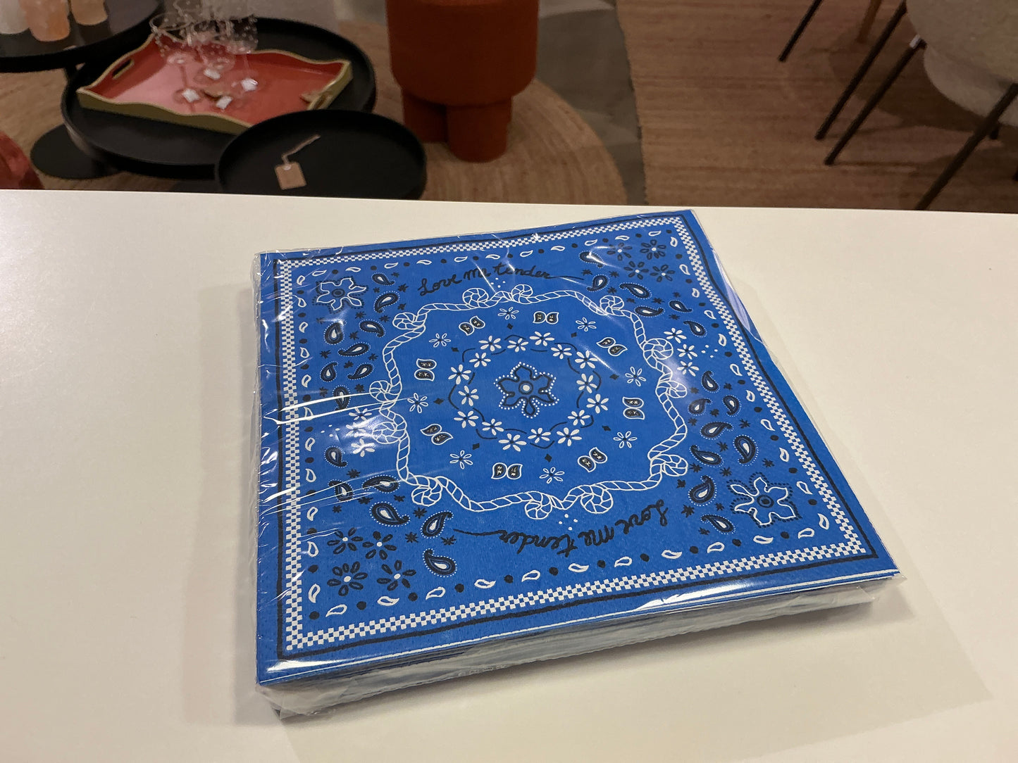 Serviettes en papier bandana bleu marine x20