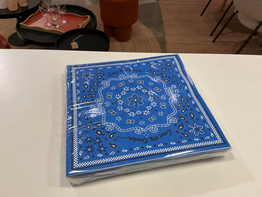 Serviettes en papier bandana bleu marine x20