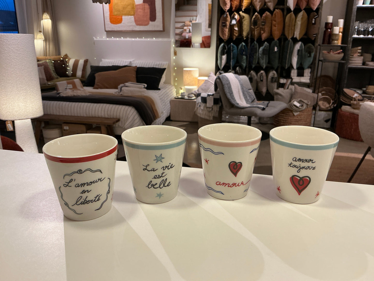 Set 4 gobelets amour en liberté