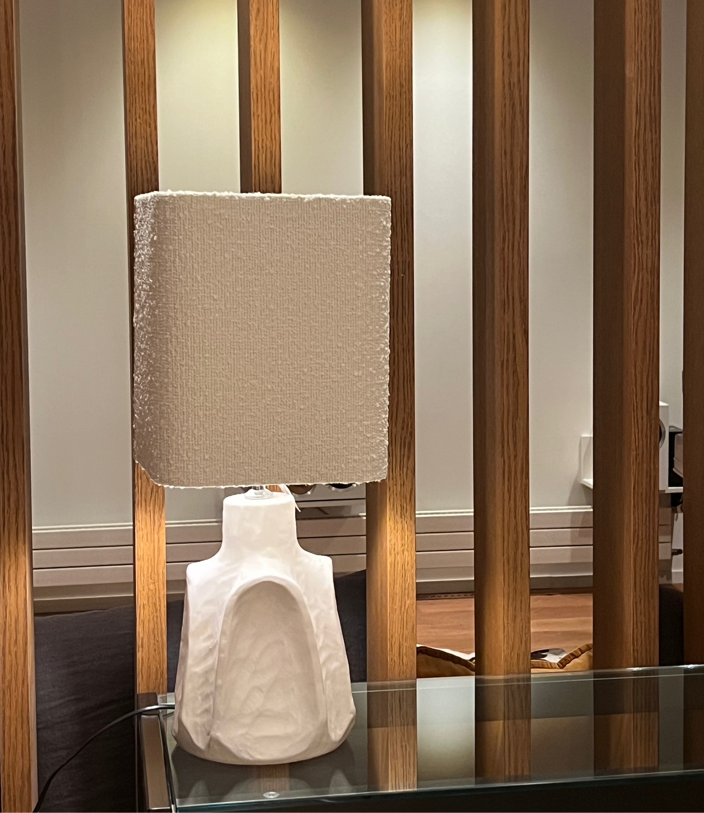 LAMPE CÉRAMIQUE BLANCHE 70'S ESPRIT SARDE
