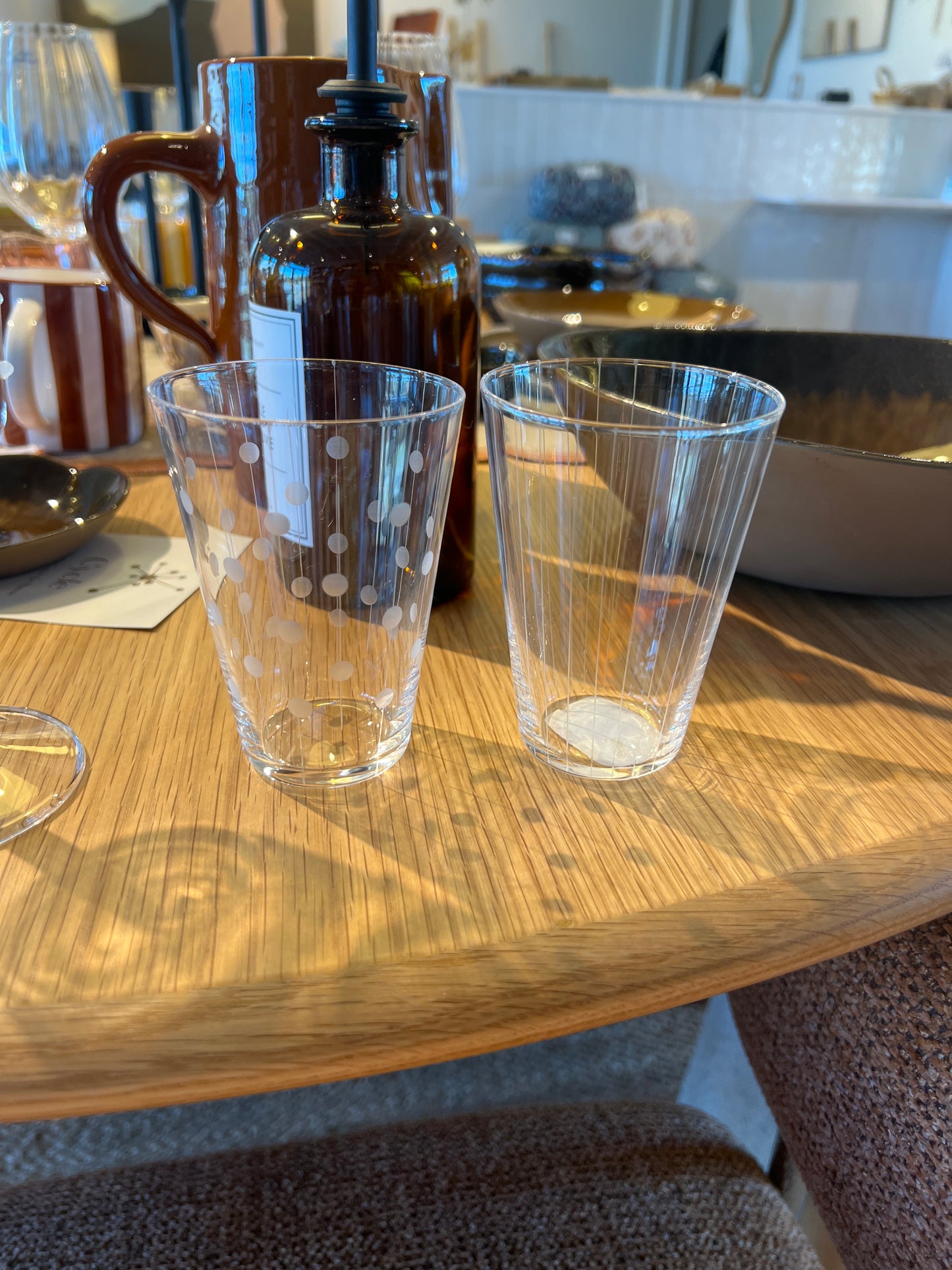 VERRE A EAU EN VERRE a rayures  (PAR 6)