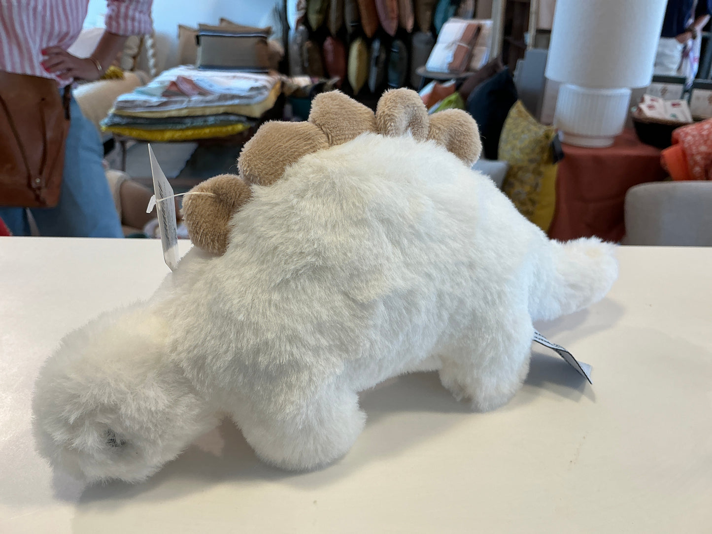 Peluche dinosaure blanche h 12 cm