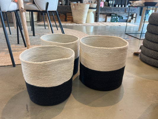 PANIER JUTE  m noir et BLANC