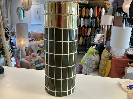 VASE CYLINDRE H 30 CM KAKI