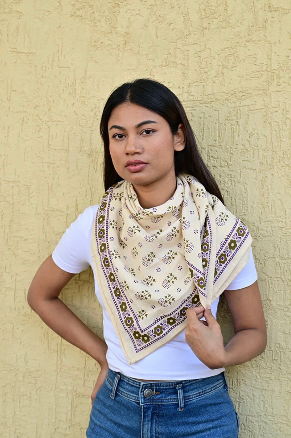 Grand foulard Anastase latte Byzantine