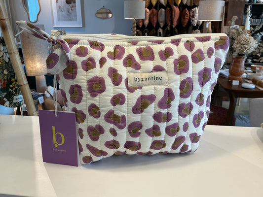 Trousse de toilette carrée léopard lilas Byzantine
