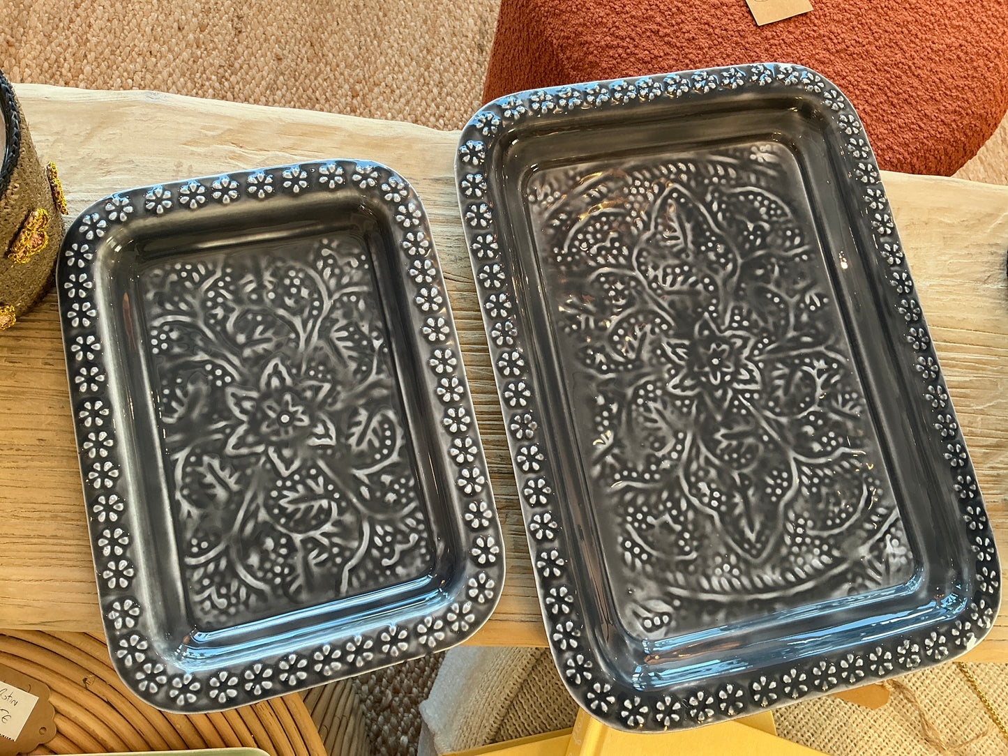 Plateau arabise anthracite 19x26 cm métal