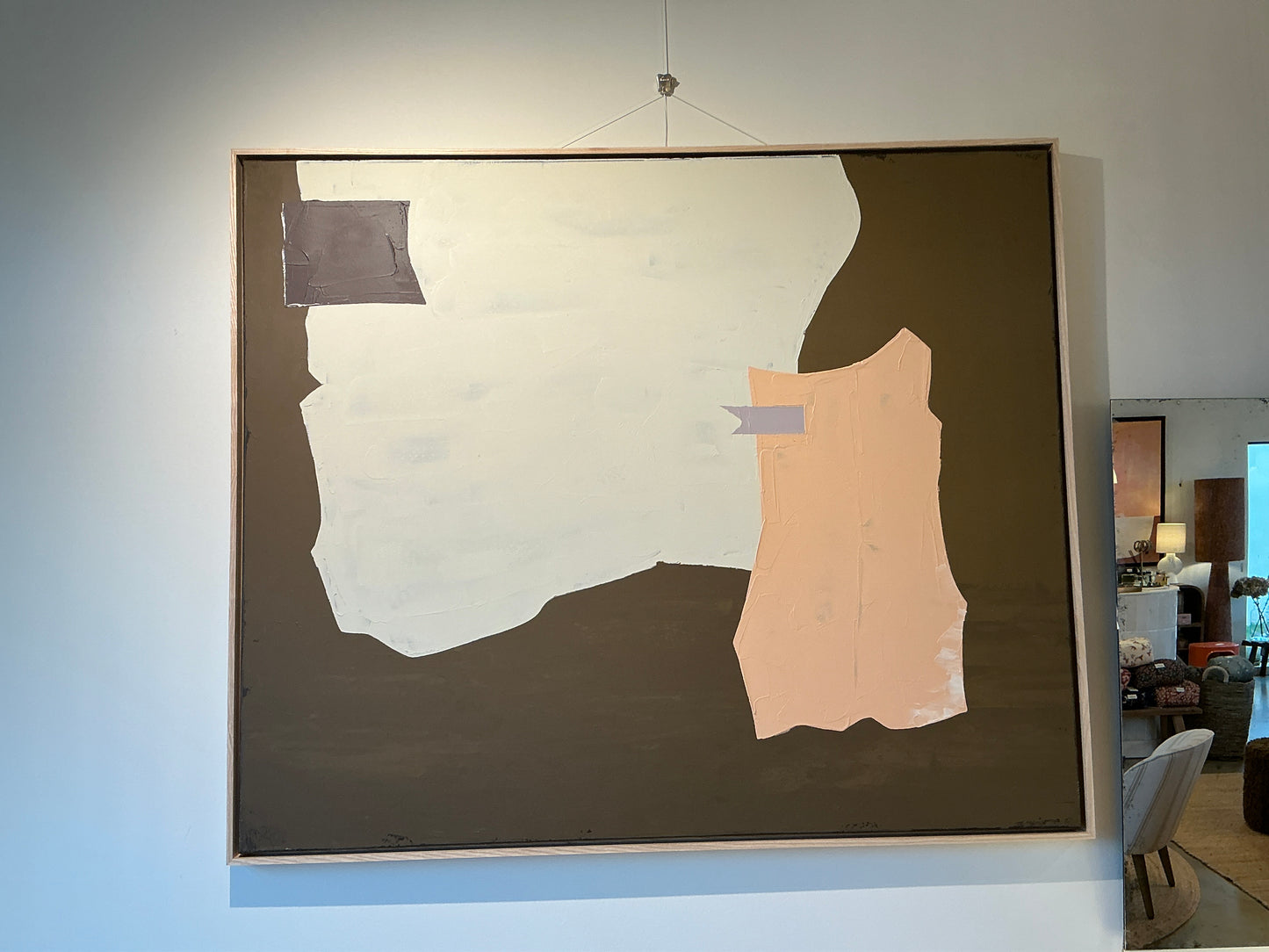 PEINTURE ABSTRAITE HK MOUTARDE ET NUDE