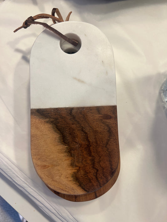 Petite planche ovale bois et marbre