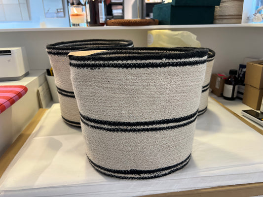 PANIER JUTE  m raye noir et BLANC