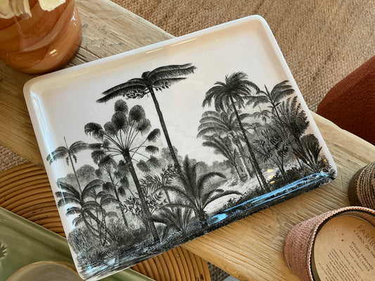 Plateau palme à noir et blanc  40x 30 cm FER