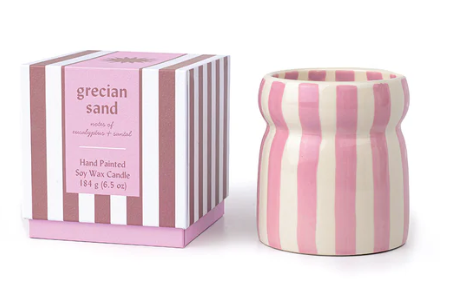 BOUGIE EN CERAMIQUE RAYEE GRECIAN SAND