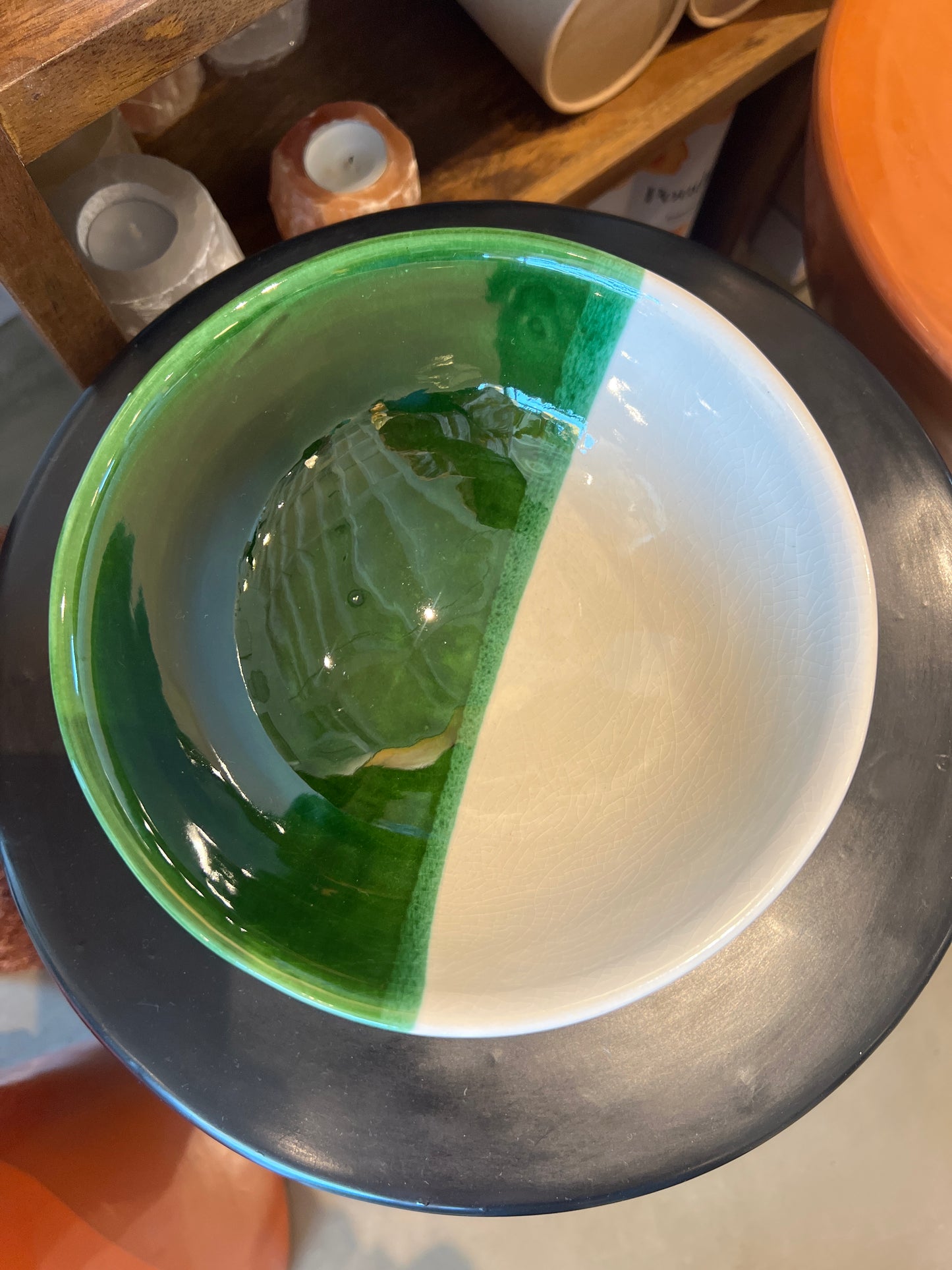 Grand Saladier bicolore blanc/vert