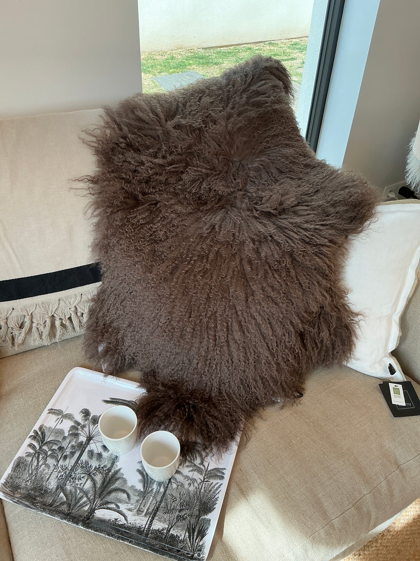 Peau de mouton tibétain marron