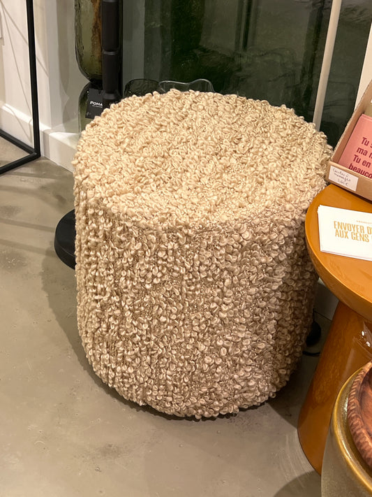 Pouf large bouclette beige