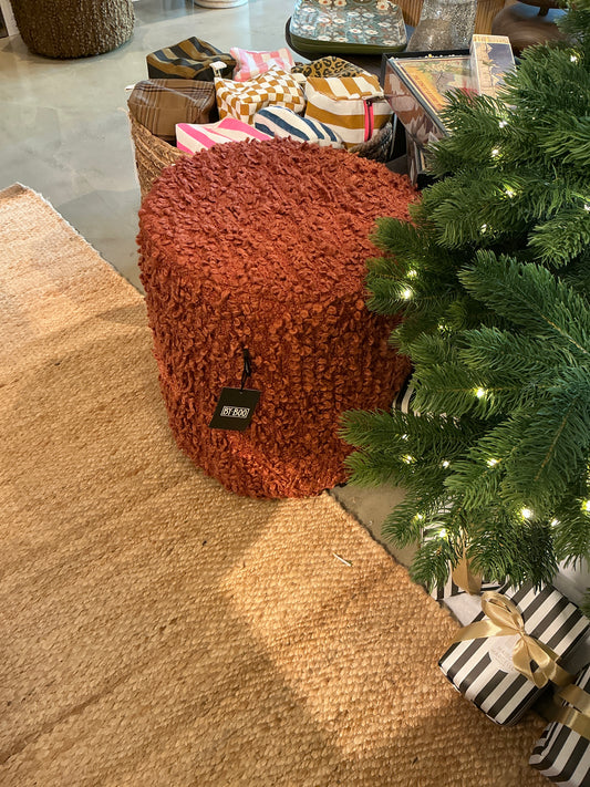Pouf large bouclette terracotta