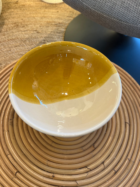 Grand Saladier bicolore blanc/ocre