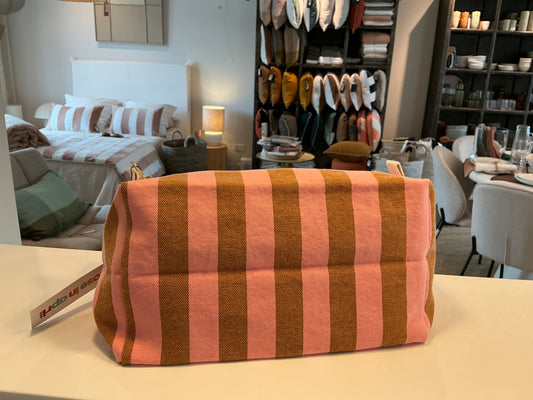 Trousse de Toilette raye caramel/strawberry rose in April