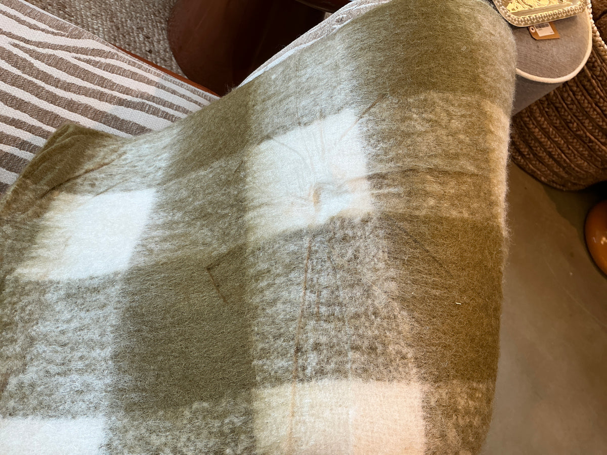 Plaid CARREAUX OLIVE + ECRU