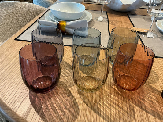 Verres a eau striés colorés coffret de 6 couleurs
