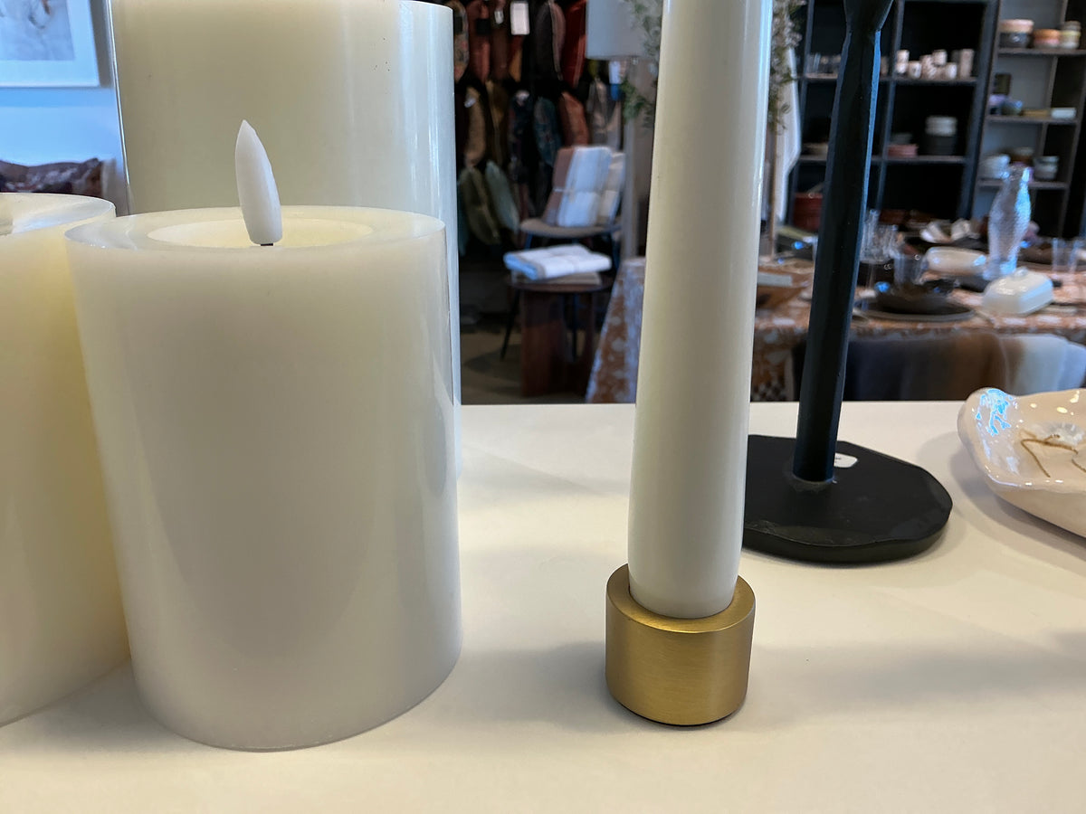 Bougeoir laiton brossé pour bougie flamme