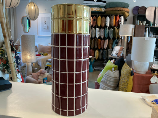 VASE CYLINDRE H 30 CM BORDEAUX