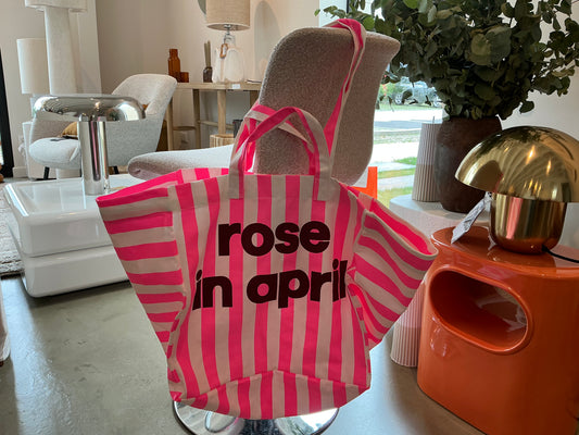 Cabas Elisa raye ecru/neon rose in April