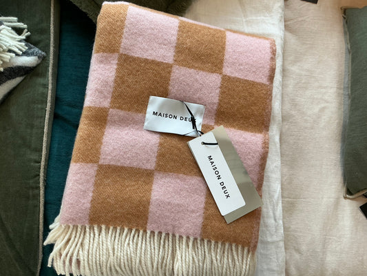 Plaid Checkerboard Blanket Terra Pink 130 X 200