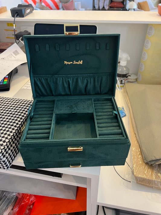 BOITE A BIJOUX DENISE VELOUR vert