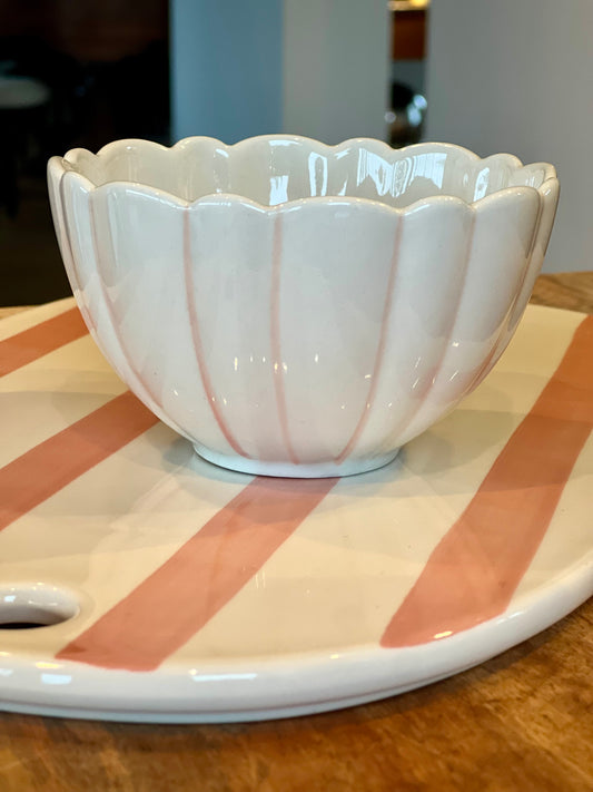 Coupelle céramique blanche décor rose