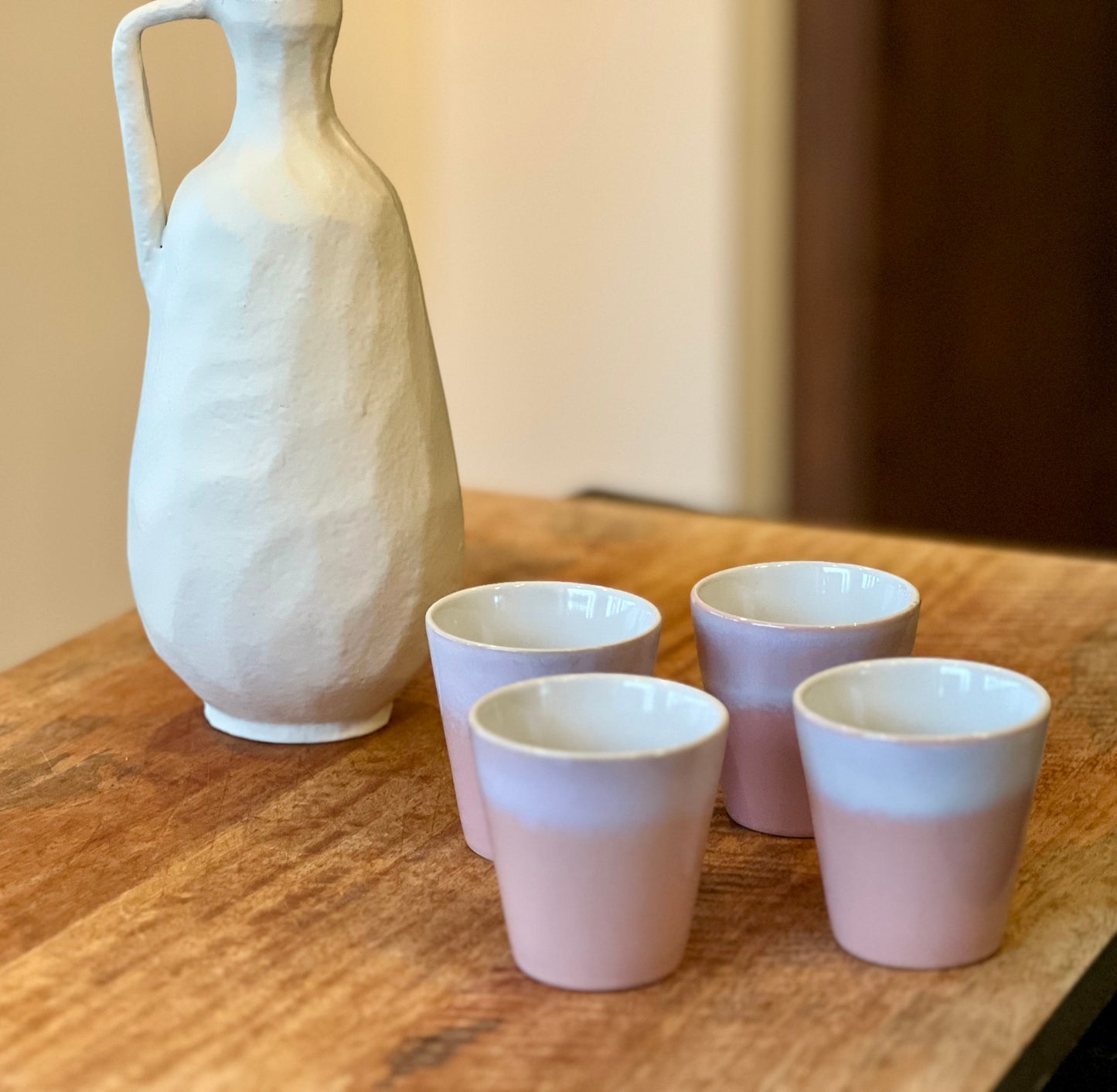 TASSE A CAFÉ EN CERAMIQUE ROSE (par 4)
