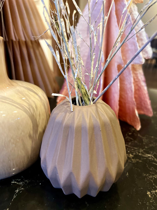 PETIT VASE RAINURÉ BRUN ROSÉ