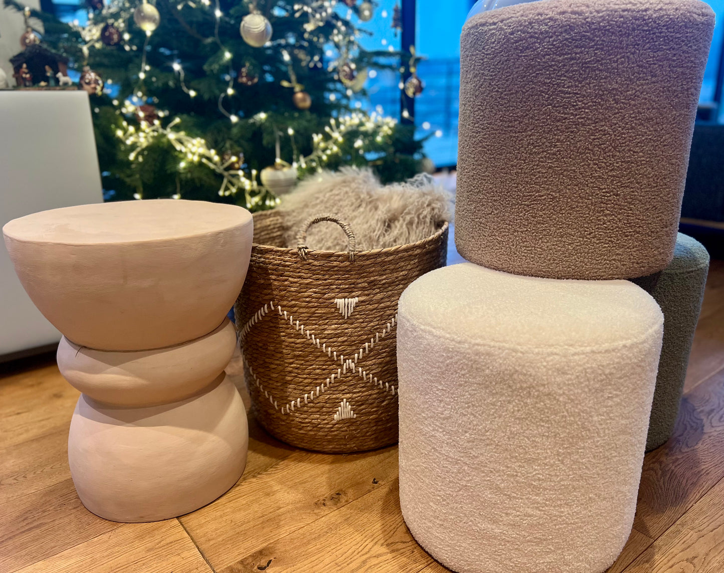 POUF EN BOUCLETTE VERT