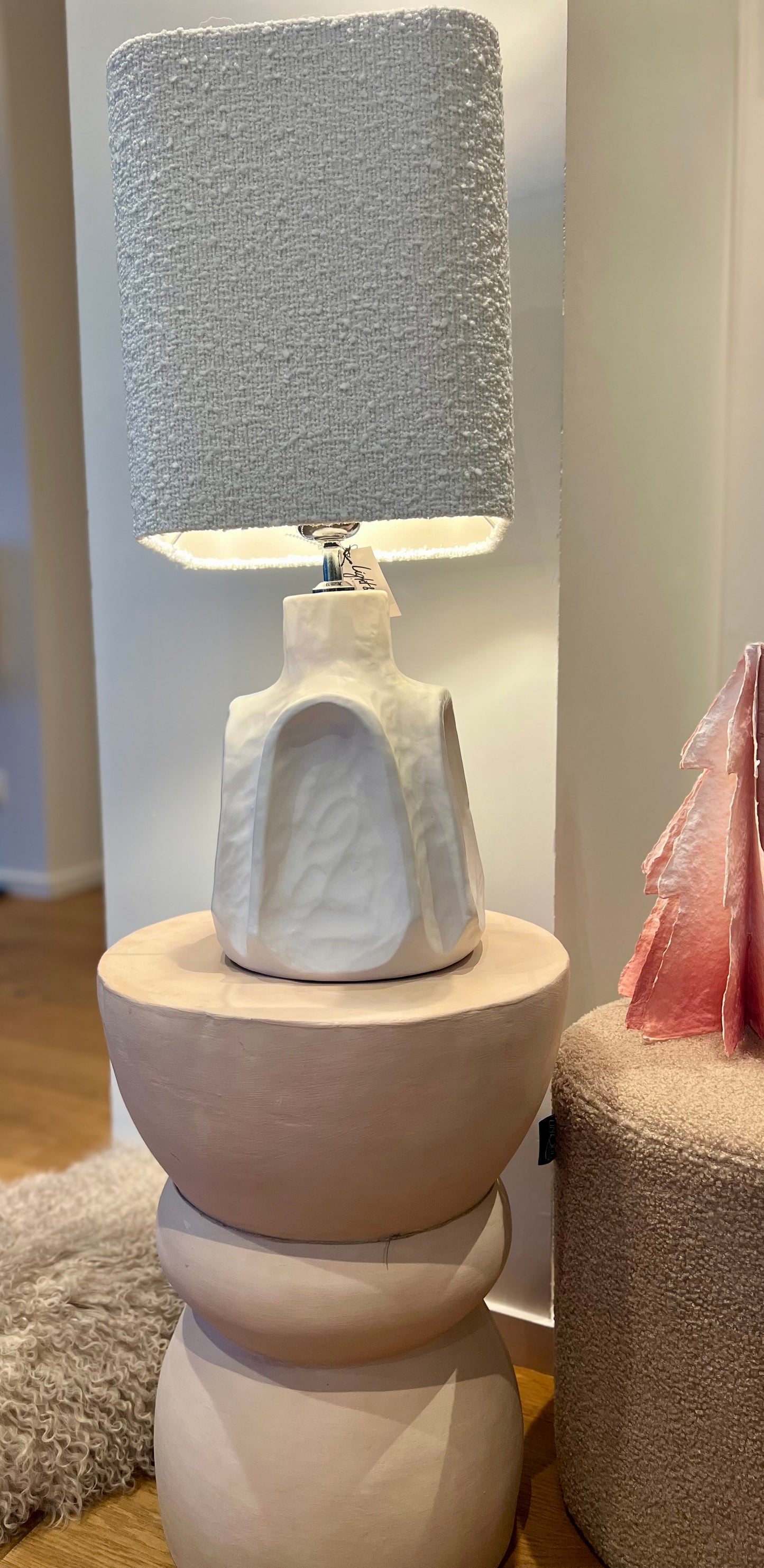 LAMPE CÉRAMIQUE BLANCHE 70'S ESPRIT SARDE