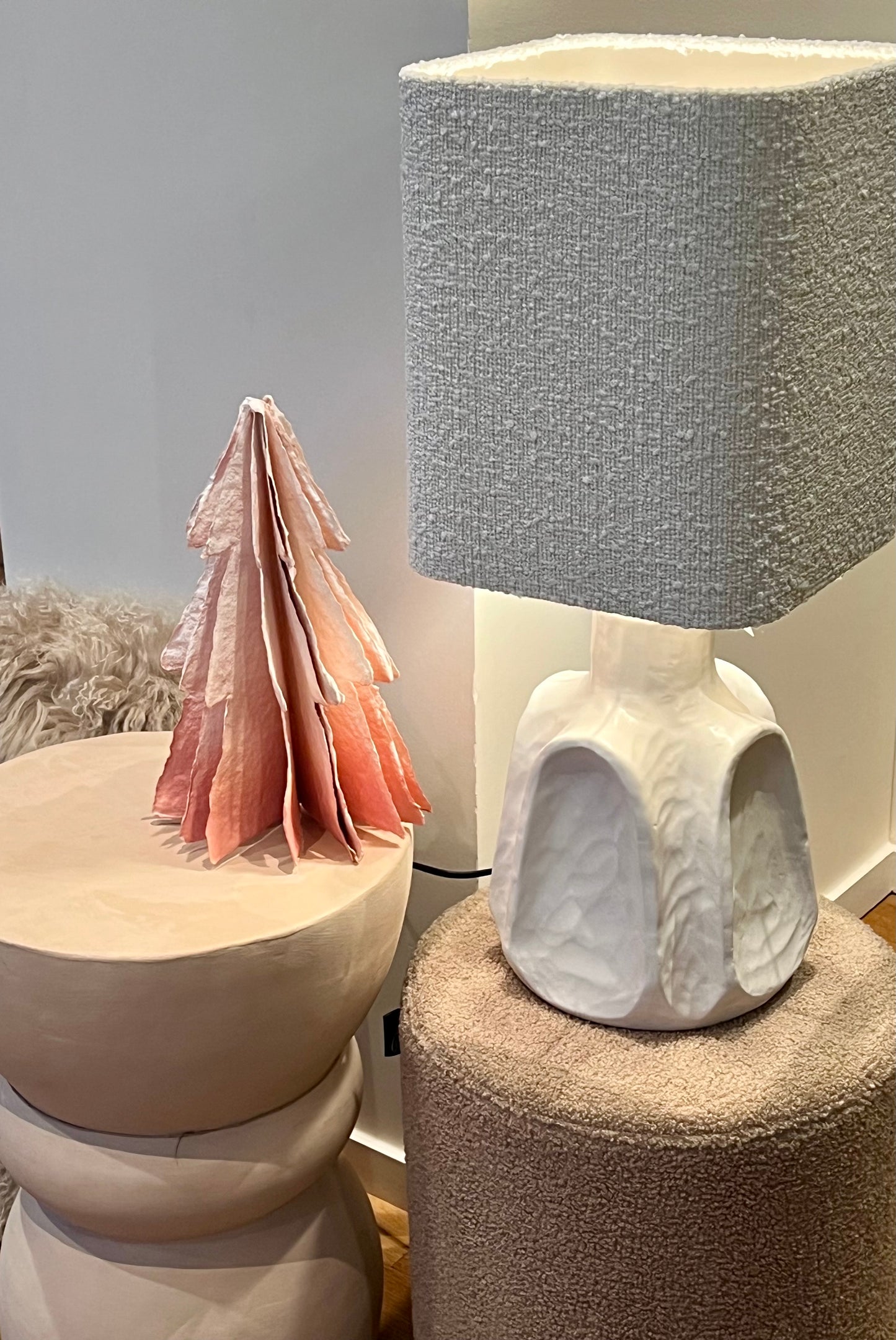 LAMPE CÉRAMIQUE BLANCHE 70'S ESPRIT SARDE